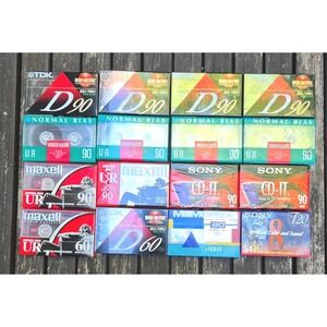 Vintage Blank Audio Cassette Tape Lot of 16 TDK Maxell Sony Memorex Sealed